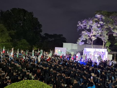 LINAJE MAYA PRESENTES EN LA INAUGURACIÓN DEL IX ENCUENTRO REGIONAL DE BANDAS DE GUERRA Y ESCOLTAS DE BANDERA