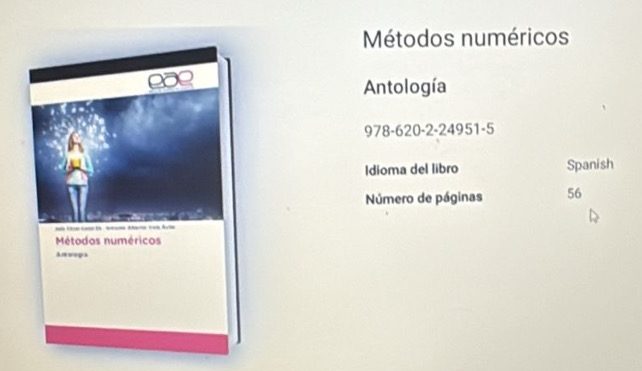 PUBLICACIÓN DEL LIBRO: "MÉTODOS NUMÉRICOS - ANTOLOGÍA"